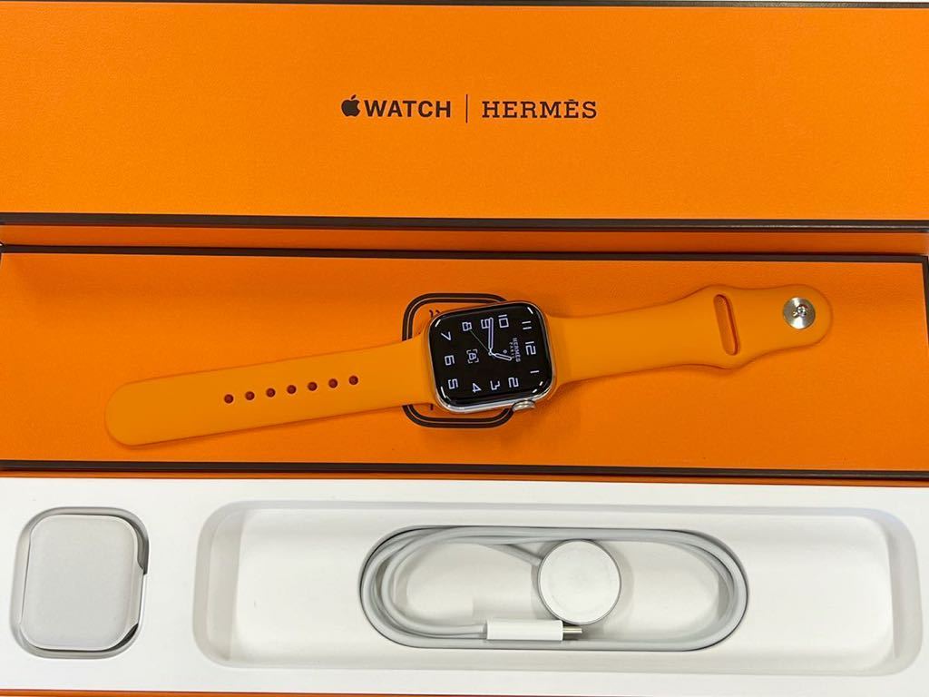 美品 即決 Apple Watch series7 HERMES 41mm アップルウォッチ エルメス GPS+Cellular シルバーステンレス 血中濃度 シリーズ7 329