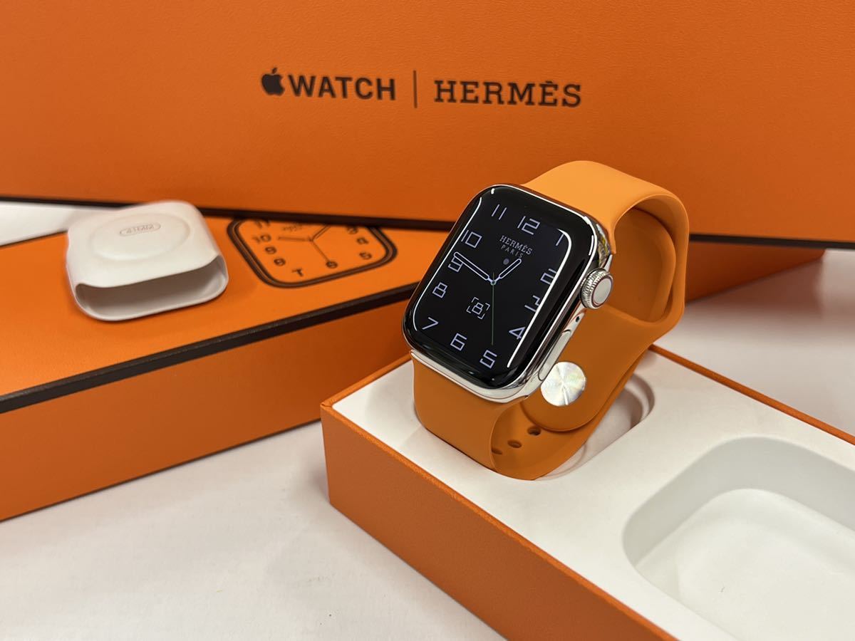 ☆美品 即決 Apple Watch series7 HERMES 41mm アップルウォッチ エルメス GPS+Cellular シルバーステンレス  血中濃度 シリーズ7 329