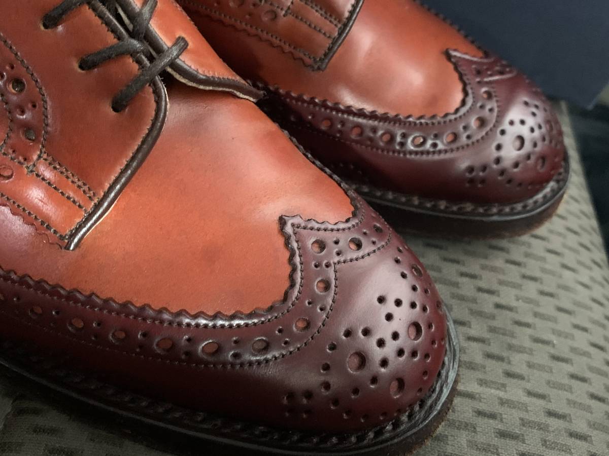 トリッカーズ×ラクアアンドシー　Tricker's×ACQUER　別注　M7417　ツートン　コードバン　ダービーシューズ　靴　７-5　used 美品_画像2