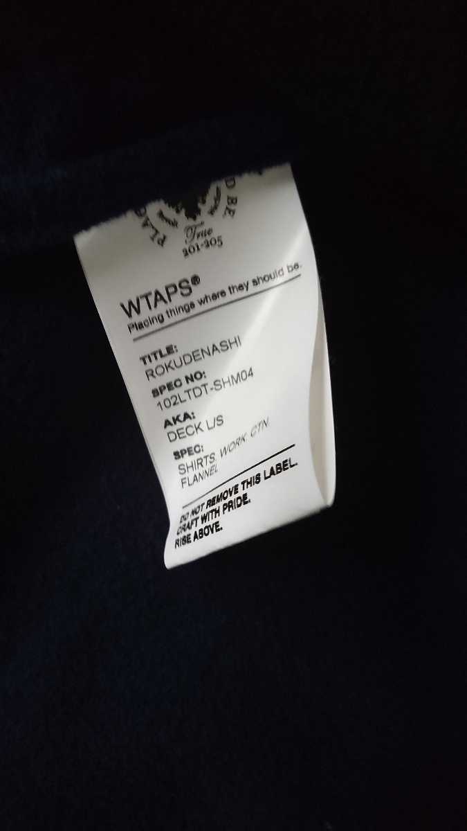 WTAPS フランネルワークシャツ/サイズ:M/カラー:ネイビー/袋タグボタン有り/未使用//ダブルタップス　TET FPAR DESCENDANT　NEIGHBORHOOD　_画像9
