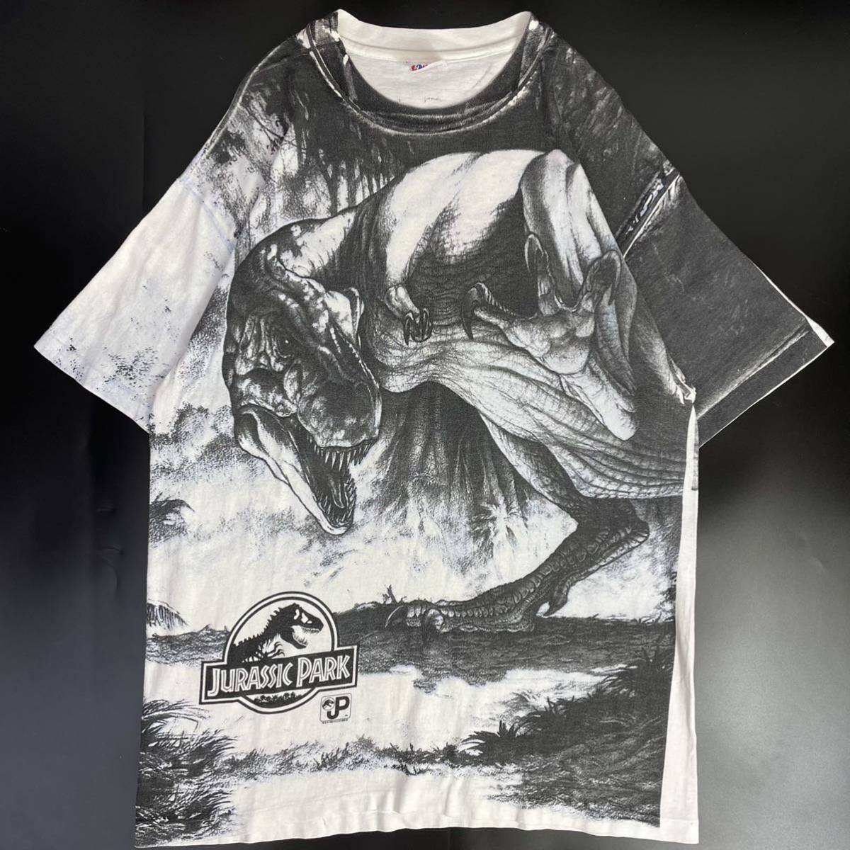 1円【90s(1993年)USA製 Jurassic Park ジュラシックパーク 総柄