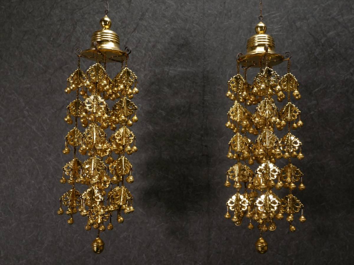 最終値下 収集品 欄間 本金箔本金粉 木製 鳳凰 金具付 仏壇 仏具3357