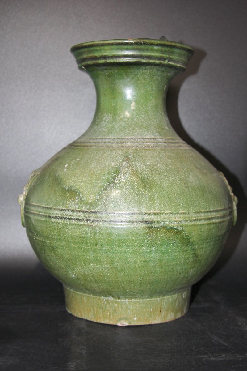 聴雲> 花瓶 壷 漢緑釉 緑釉壺 煎茶道具 中国古玩 中国美術 骨董品 古