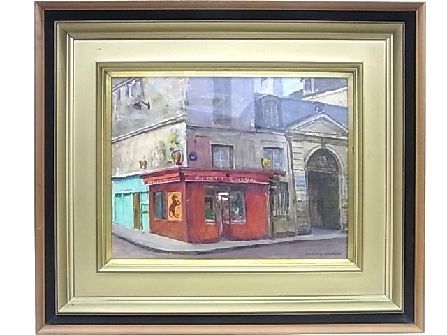 e8826 genuine work guarantee oil painting landscape painting . crane male Paris F6 number picture frame 