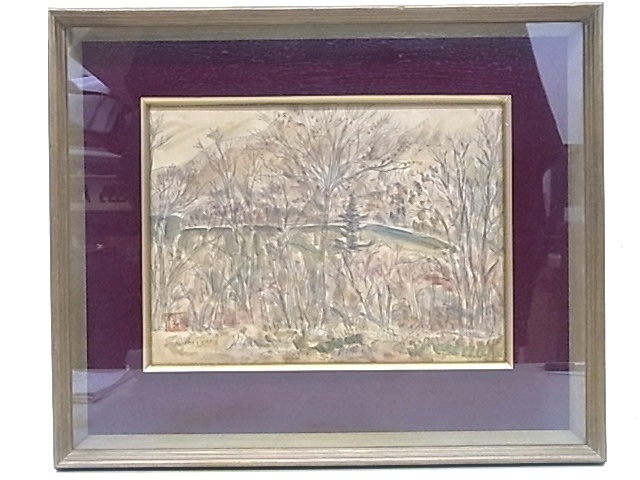 e8829 genuine work guarantee watercolor painting landscape painting Kobayashi peace work title unknown picture frame 