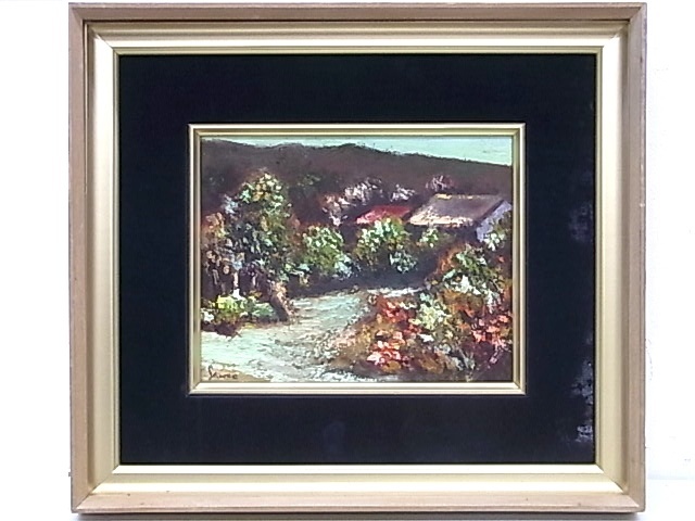 e8830 genuine work guarantee oil painting landscape painting Maruyama . three title unknown picture frame 