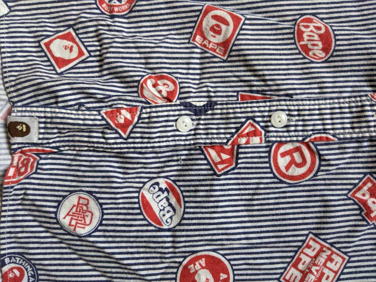 A BATHING APE 半袖シャツ　青色　赤色　白色　Mサイズ　BAPE 日本製　即決　エイプ　_画像6