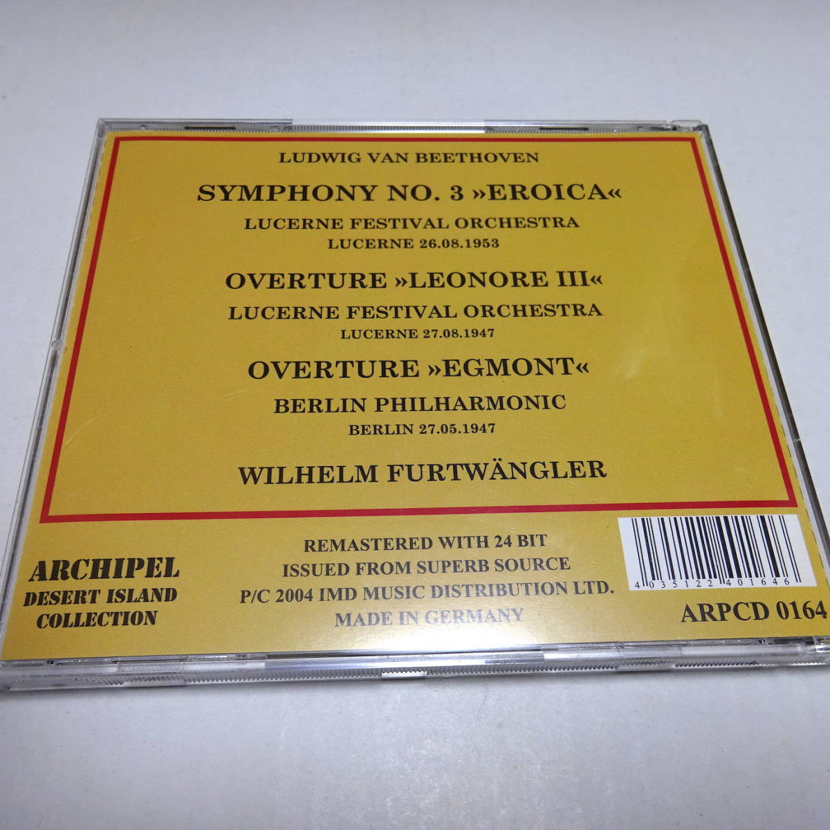 輸入盤/Archipel「ベートーヴェン：交響曲第3番 他」フルトヴェングラー/1953.08.26ルツェルン_画像2