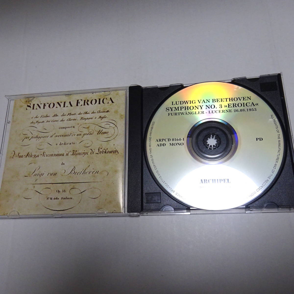 輸入盤/Archipel「ベートーヴェン：交響曲第3番 他」フルトヴェングラー/1953.08.26ルツェルン_画像3