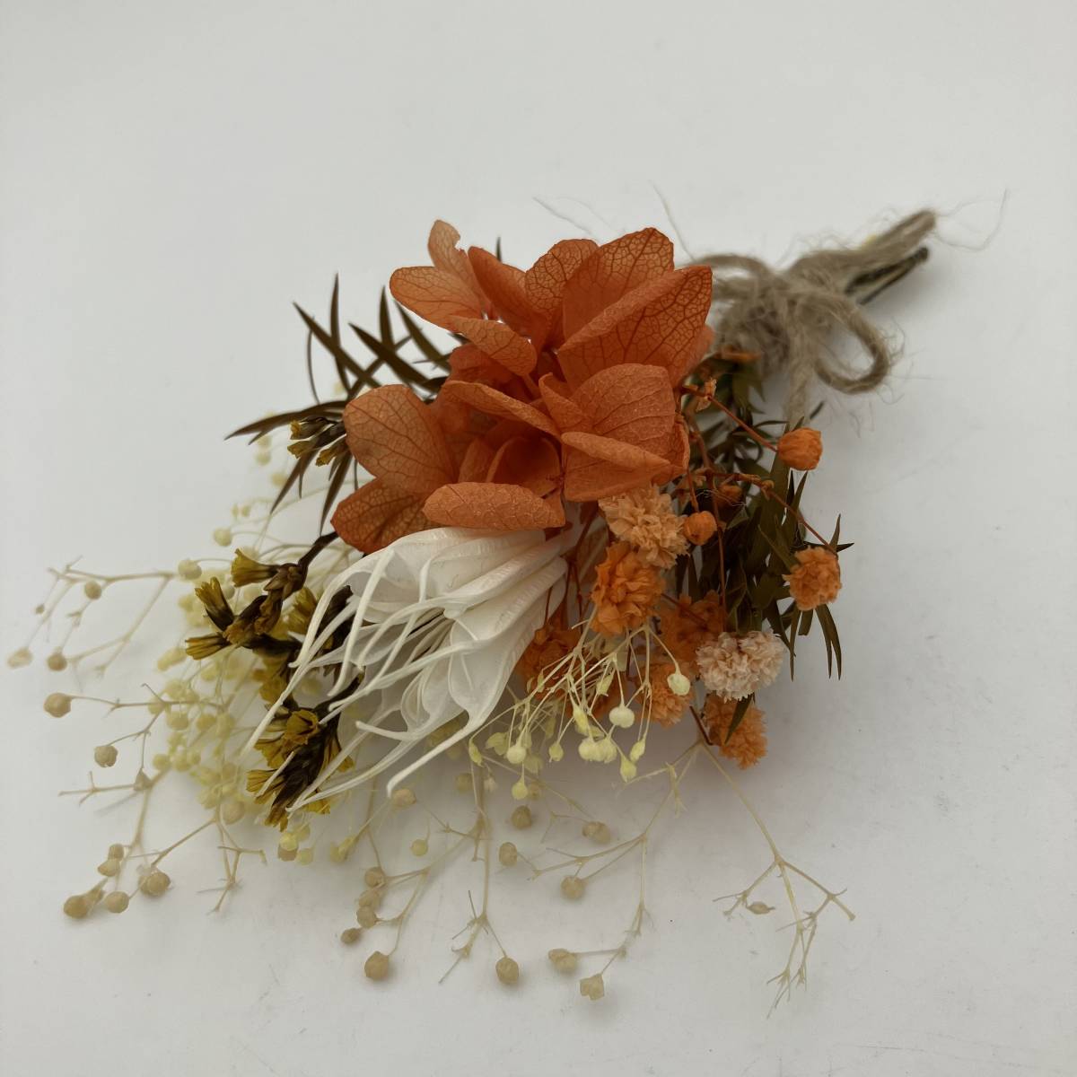 < new goods > preserved flower swag bouquet bouquet hand made hydrangea . charcoal orange ornament interior .. celebration present 