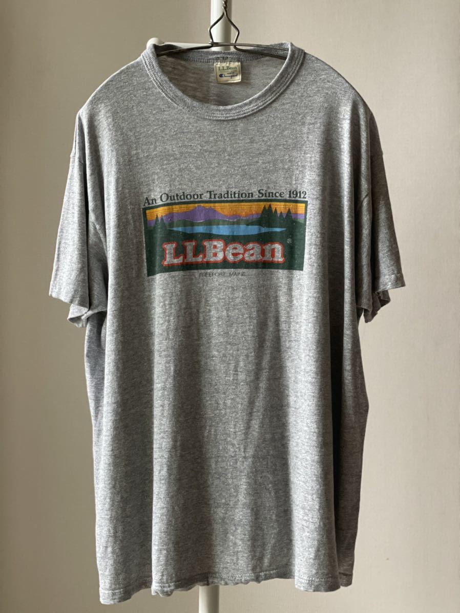 激レア！80s チャンピオンx L.L.Bean Tシャツ グレー杢 XL エルエルビーン_画像2