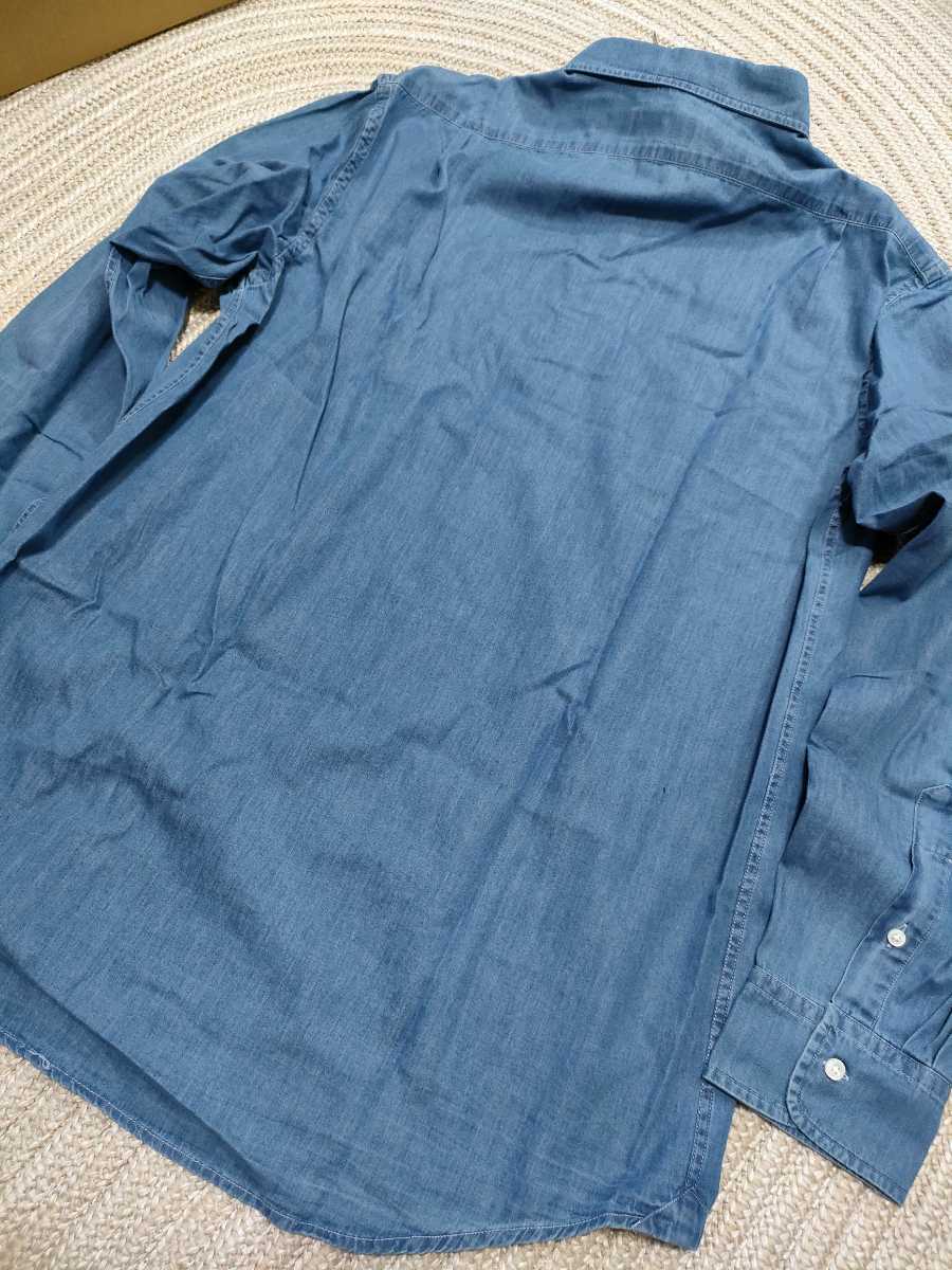 新品 定価59,400 イタリア製 ラルフローレン パープルレーベル 長袖 シャツ L インディゴ デニム 最上級ライン ポロ 国内正規_画像8