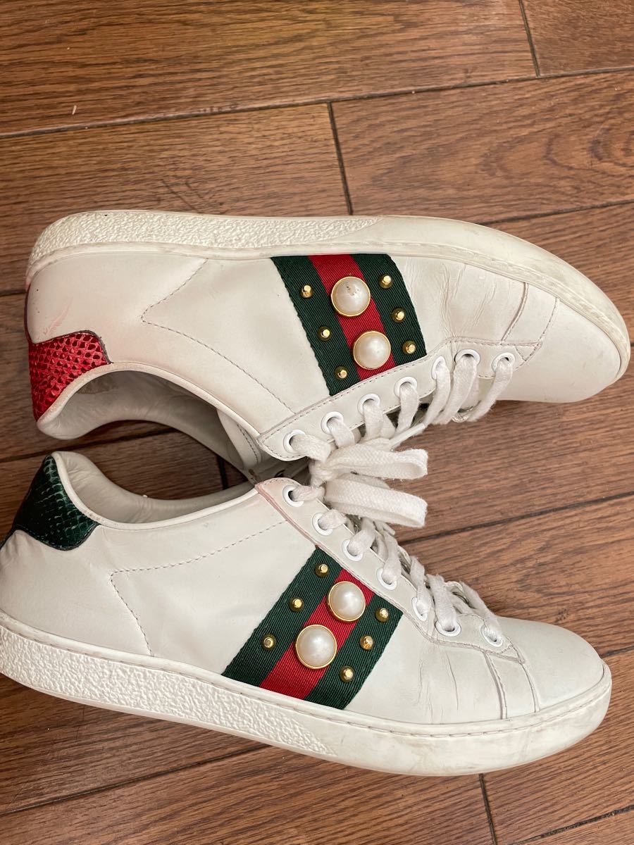 GW限定お値下げ‼️ 【新品未使用】gucci スニーカー パール 幻の日本限定品✨美品✨グッチ スニーカー パール シェリー