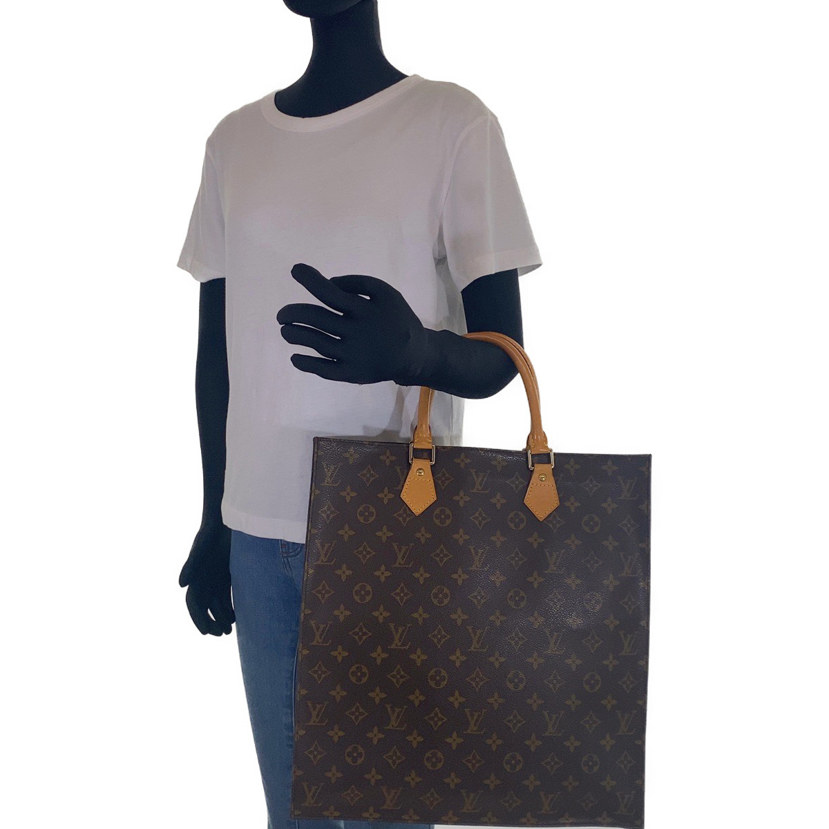 LOUIS VUITTON ルイ ヴィトン モノグラム サックプラ ブラウン レザー