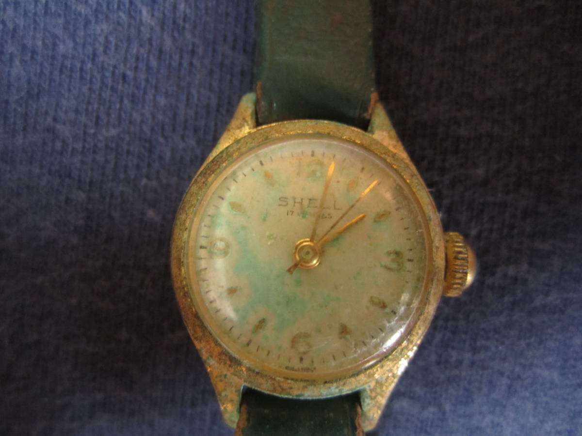  античный женский часы SHELL 17Jewels swiss made б/у утиль 