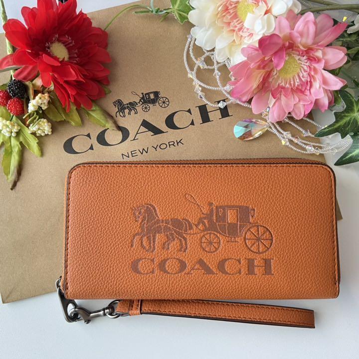 SALE/69%OFF】 COACH 長財布 馬車 ブラック レッド ストラップ