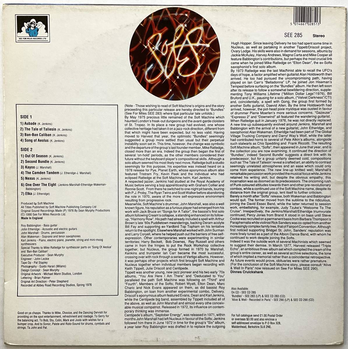 激レア フランス SEE FOR MILES盤 SOFT MACHINE Softs SEE285 ソフトマシーン レコード LP 美盤_画像2