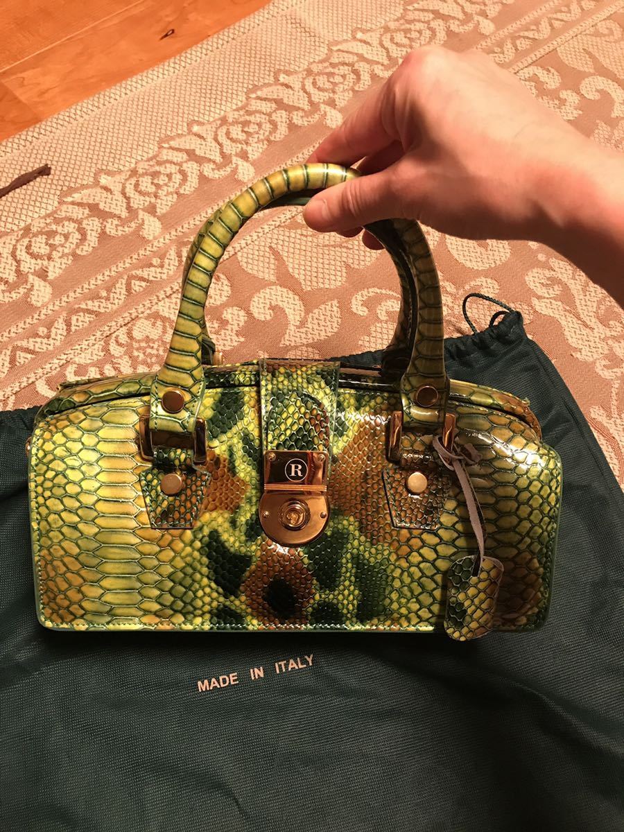 新品に近い品 イタリア製 美しいパイソン革bag ショルダー付き www ...