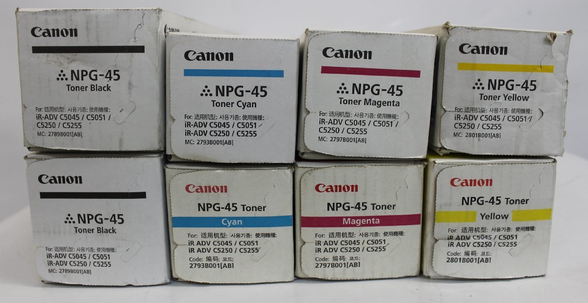 大阪発】【CANON】純正未使用トナー ☆NPG45☆ 4色 (K×2,C×2,M×2,Y×2