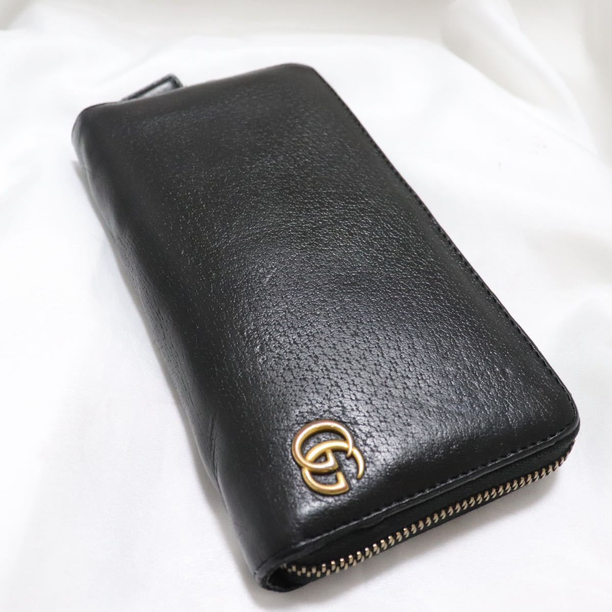 1円【美品・箱保存袋付】GUCCI グッチ GG マーモント 長財布 ジップ