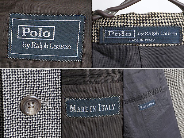 セットアップ イタリア制 90s ■ POLO ポロ ラルフローレン サマー ウール テーラード ジャケット ( 40 メンズ M L 程) ブレザー 千鳥格子