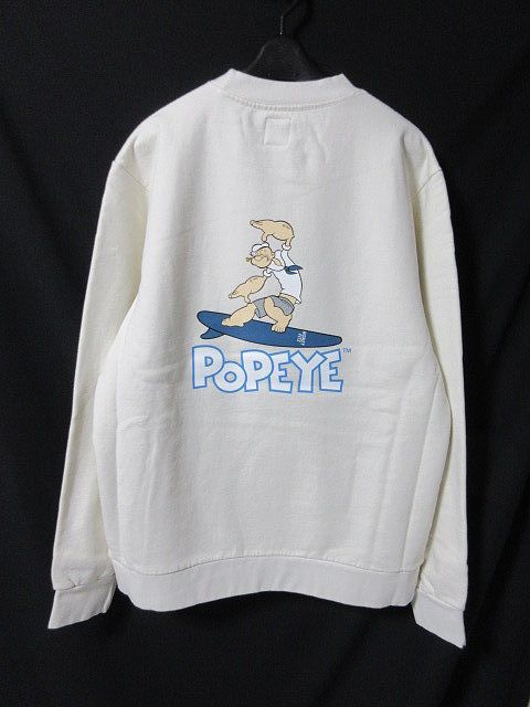 L 希少 新品 HONEY FITZ ハニーフィッツ × POPEYE ポパイ コラボ スウェット トレーナー 白 USA製 未使用