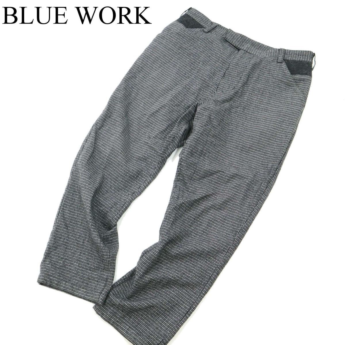 BLUE WORK ブルーワーク トゥモローランド 秋冬 総柄 ウール 裏起毛★ クロップド丈 パンツ Sz.XS　グレー メンズ　C2B03627_9#Q_画像1