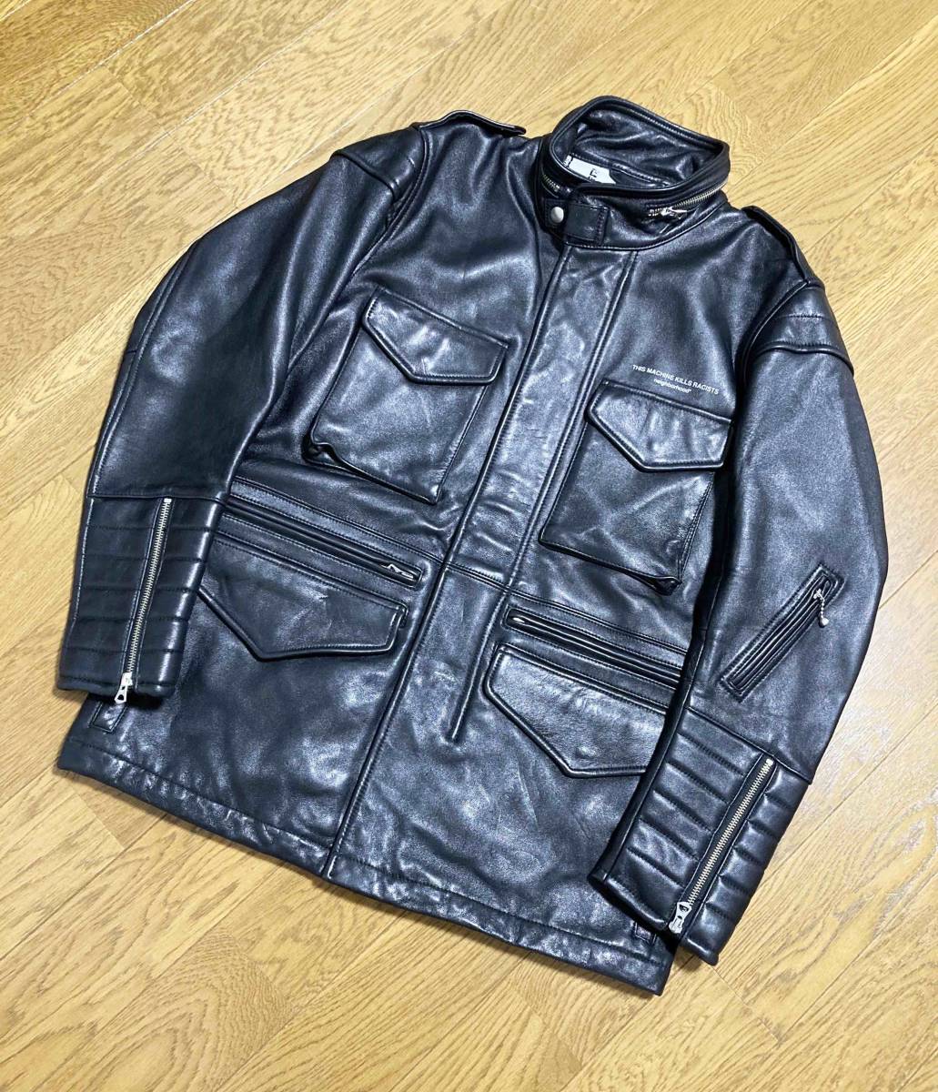 品多く ミリタリーレザージャケット バイカーライダース EM/SL-JKT M