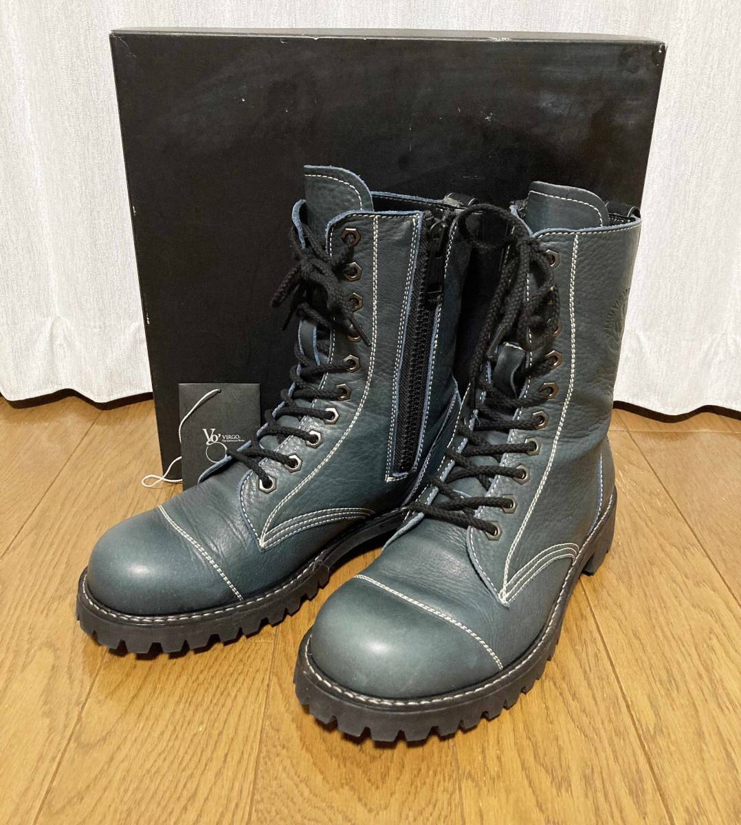 美品☆[VIRGO] 定価49,500 Militaria special boots 10ホール サイドジップ ミリタリーレザーブーツ 28.5 ネイビー ヴァルゴ_画像2