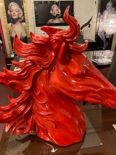 モダンアンティーク調　特大　レッドホースの置物　特大赤い馬の置物　赤い馬のオブジェ特大