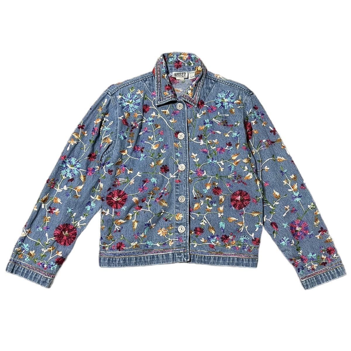 【1980s】CHICO'S DESIGN 総刺繍　デニムジャケット 古着　チコズ・デザイン　ヒッピー　70s ビンテージ　ハンドメイド  ファッション レディースファッション ジャケット、上着