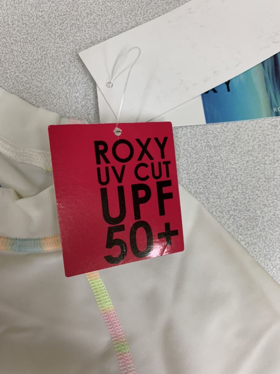 *ROXY* Roxy * Rush Guard * white * new goods *L* long sleeve Rush * Rainbow * stitch *UPF50+*05