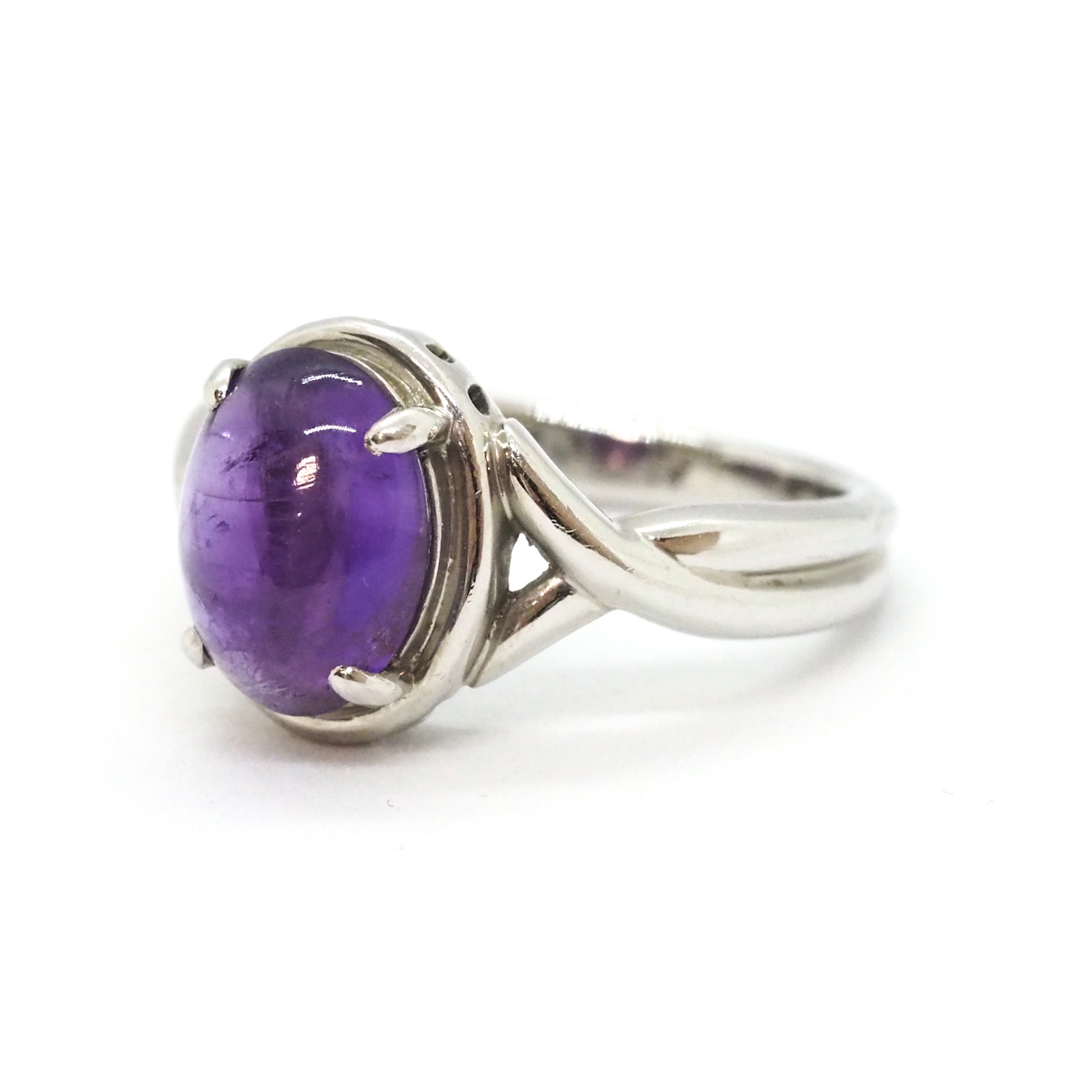 Pt900 紫石 カラーストーン プラチナデザインリング 10号 7.4g 指輪 アクセサリー_画像2