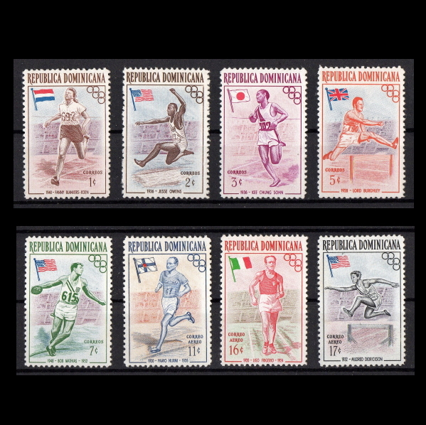 #do Minica stamp 1956 year meruborun. wheel / Olympic 8 kind .