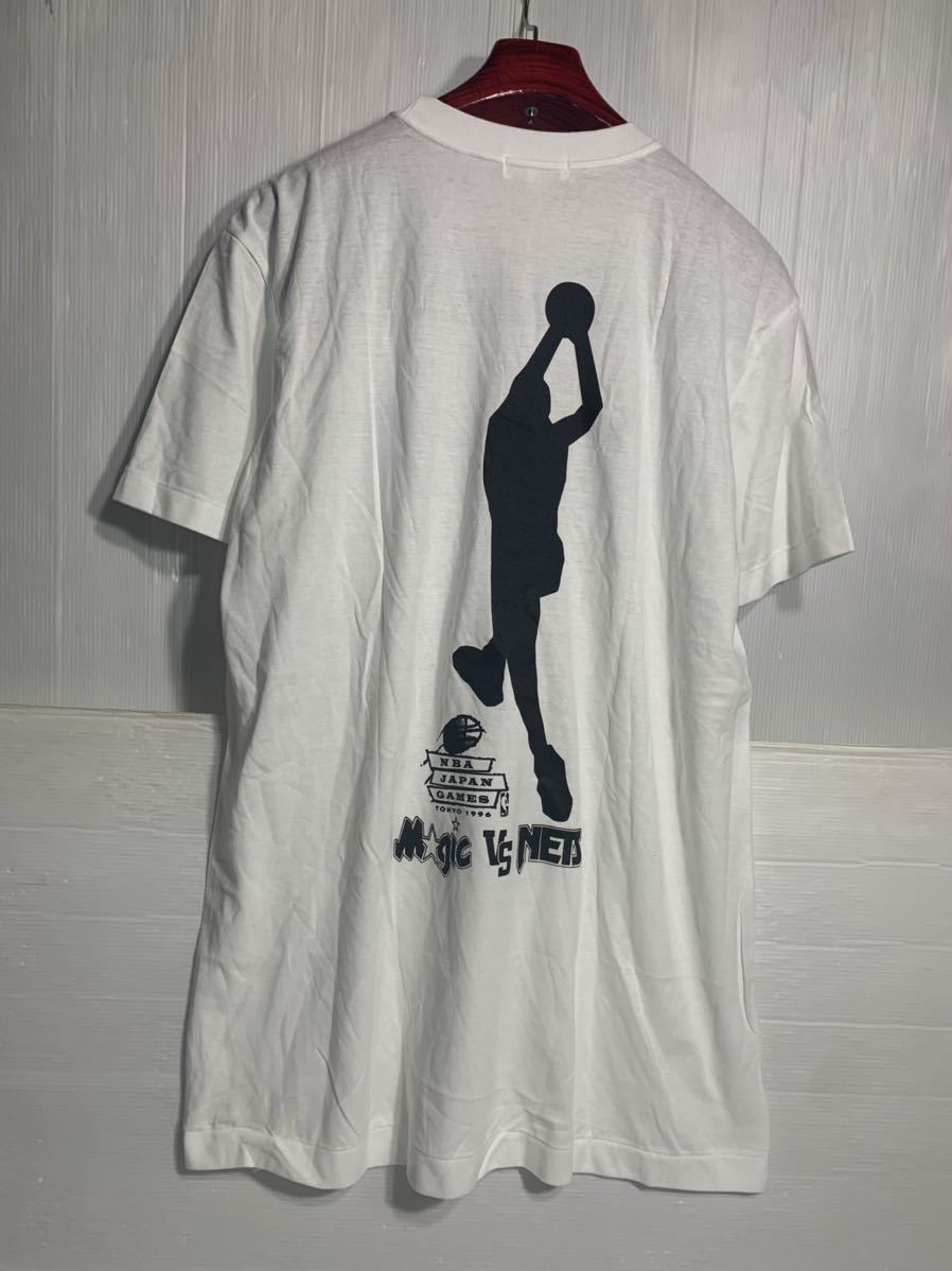 90's ヴィンテージ　Capital industry キャピタル　 NBA JAPAN オーランドマジック　×ニュージャージーネッツ　1996 半袖　Tシャツ　L 白_画像4