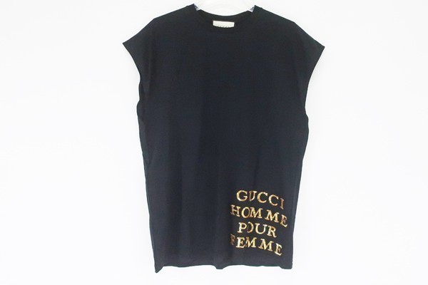 ◇【GUCCI グッチ】19SS スパンコール ロゴTシャツ 572883 カットソー