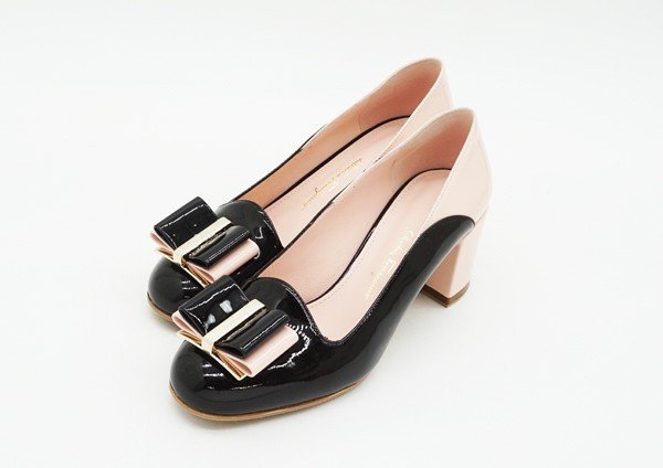 【18%OFF】 ◇美品【Salvatore Ferragamo サルヴァトーレ・フェラガモ】カプア リボン パンプス ブラック×ピンク 5 5以下 【18%OFF】 ◇美品【Salvatore Ferragamo サルヴァトーレ・フェラガモ】カプア リボン パンプス ブラック×ピンク 5 5以下