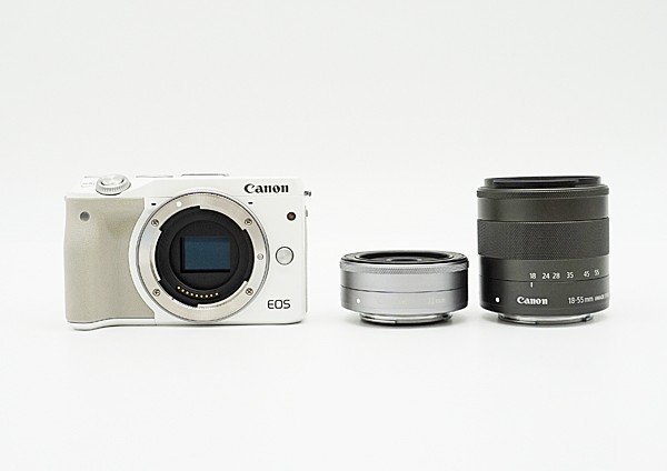 ◇【Canon キヤノン】EOS M3 ダブルレンズ EVFキット ミラーレス一眼カメラ ホワイト
