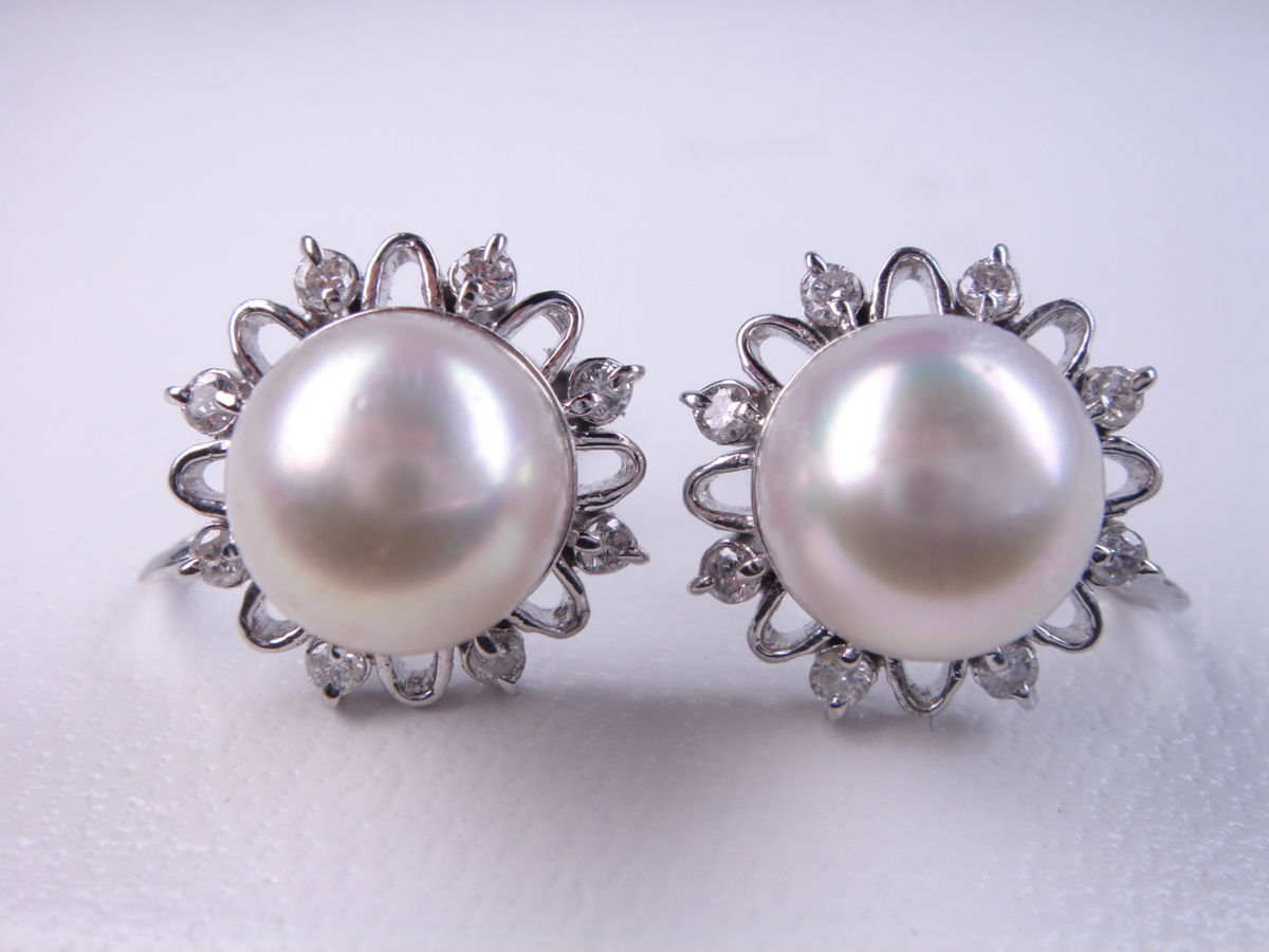 即決価格☆あこや真珠7mm☆0.18ctダイヤモンド✨プラチナピアス