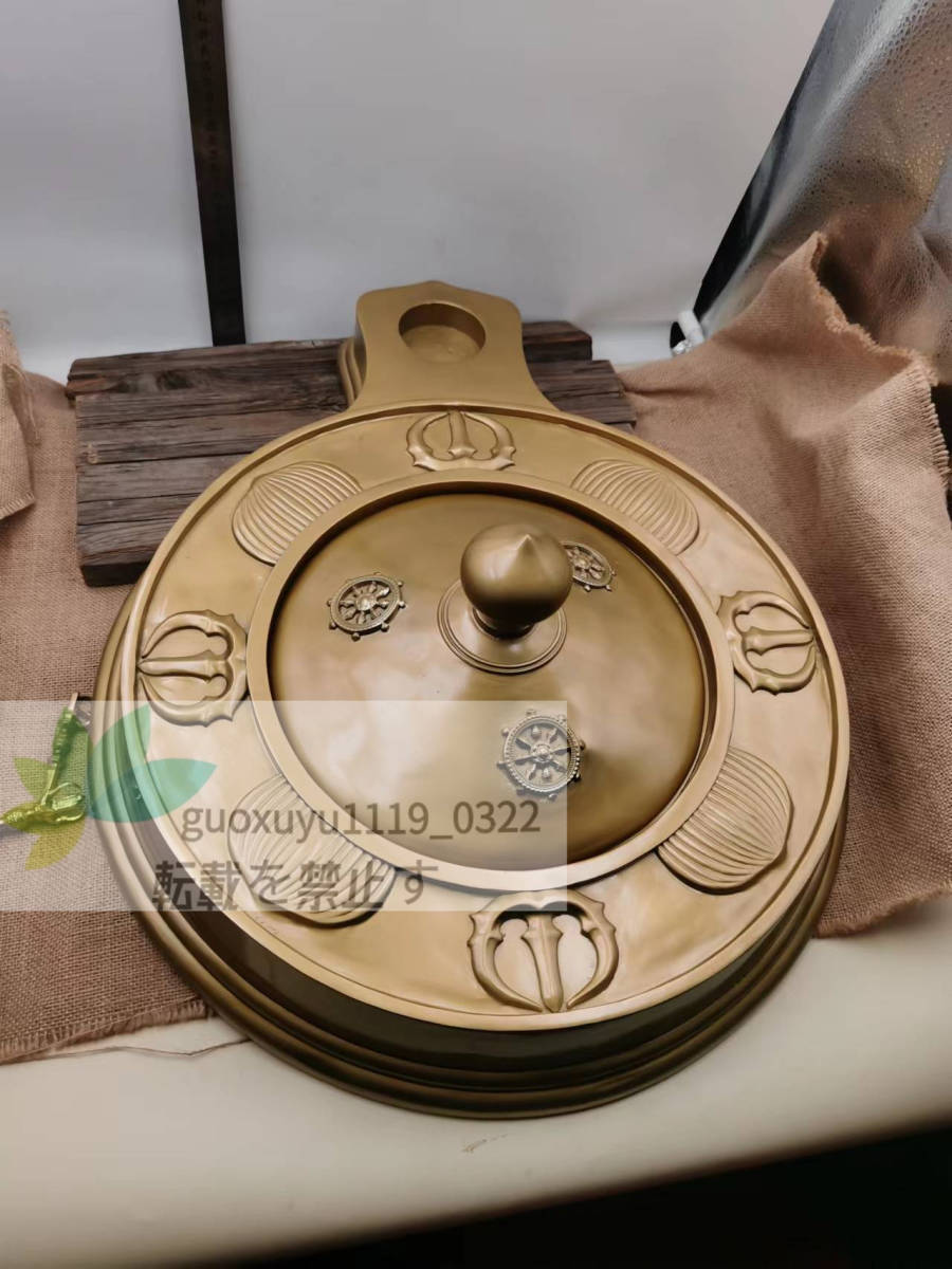 護摩釜 真鍮製 蓋付 炉 直径約41cm 密教法具 寺院用仏具 護摩釜 真鍮製 蓋付 炉 直径約41cm 密教法具 寺院用仏具