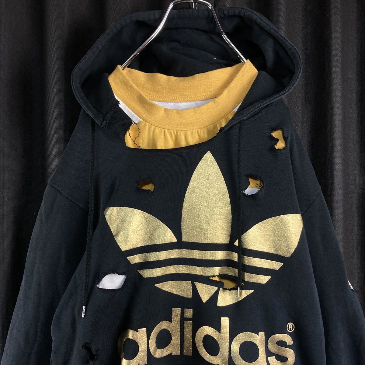 80sヴィンテージ アディダス adidasゴールドZip パーカー スウェット-