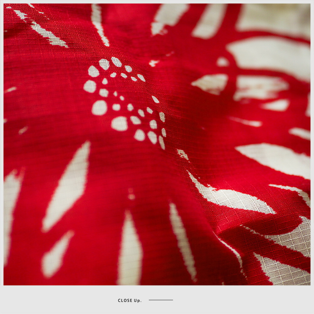 ◇高級変わり織り 赤◇紅菊柄浴衣 レトロモダンな紅ゆかた◇菊の花古典