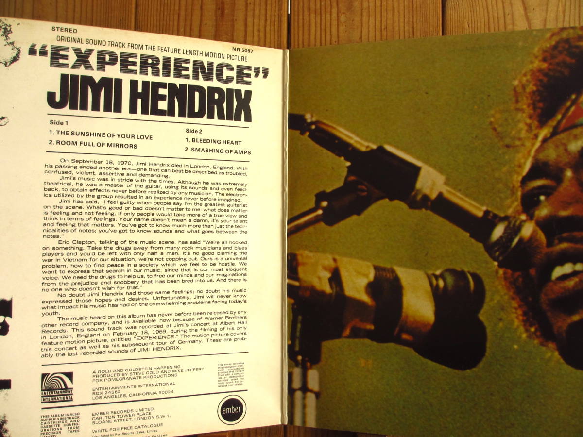 オリジナル / Jimi Hendrix / ジミ・ヘンドリックス / Original Sound Track Experience / Ember Records / NR 5057 / 半透明赤盤_画像2