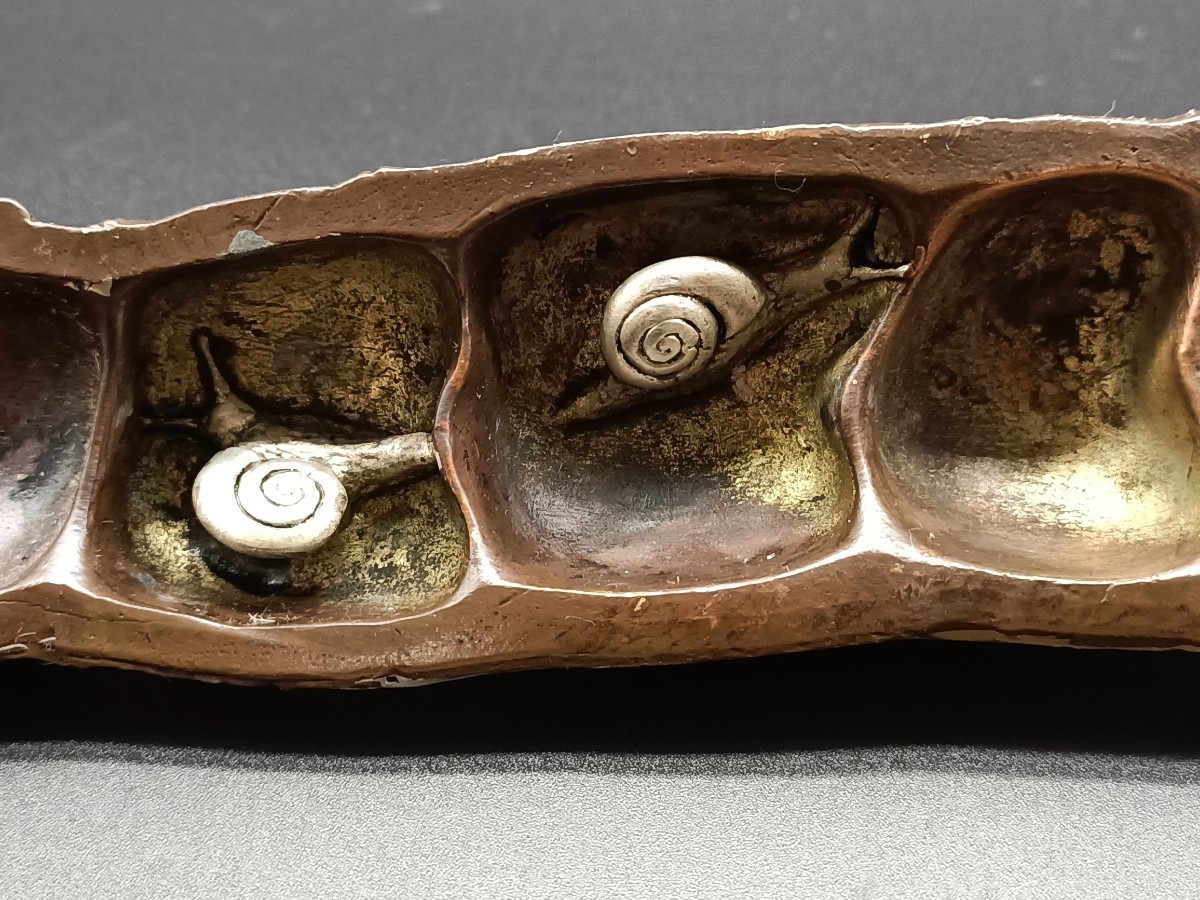 銅製鎮紙 文鎮 金工師 金工 絵金銀 夏虫図 竹形 蝦蟇 蝉 蜘蛛 蠍 銅製鎮紙 文鎮 金工師 金工 絵金銀 夏虫図 竹形 蝦蟇 蝉 蜘蛛 蠍