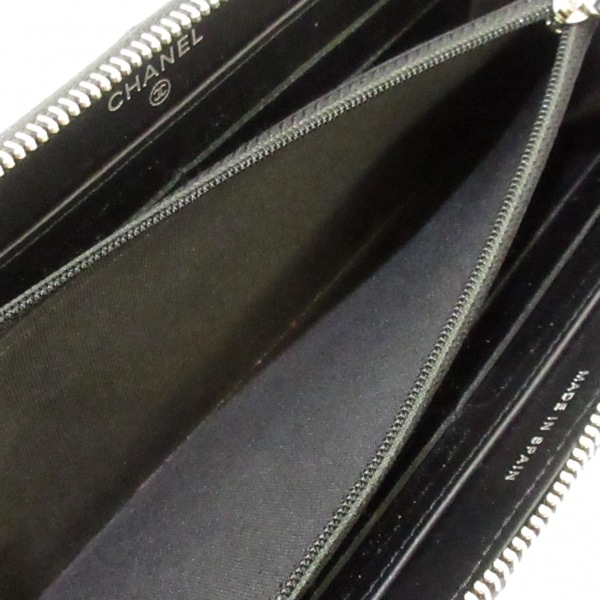 シャネル CHANEL 長財布 マトラッセ キャビアスキン 黒 ラウンド