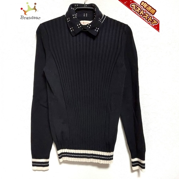 トリーバーチ TORY BURCH 長袖セーター サイズS - 黒×白 レディース 
