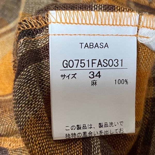 タバサ TABASA チュニック サイズ34 S - オレンジ×ダークブラウン 
