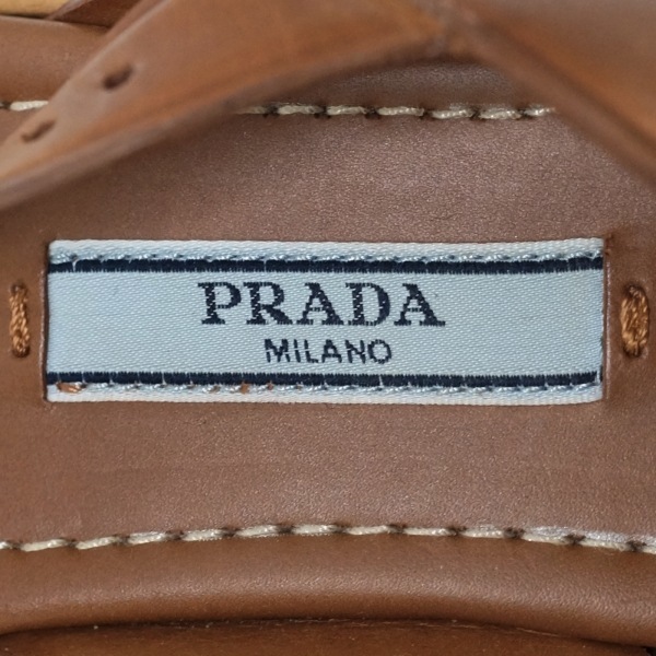 プラダ PRADA サンダル 36 1/2 - レザー ブラウン 37 靴 - 4