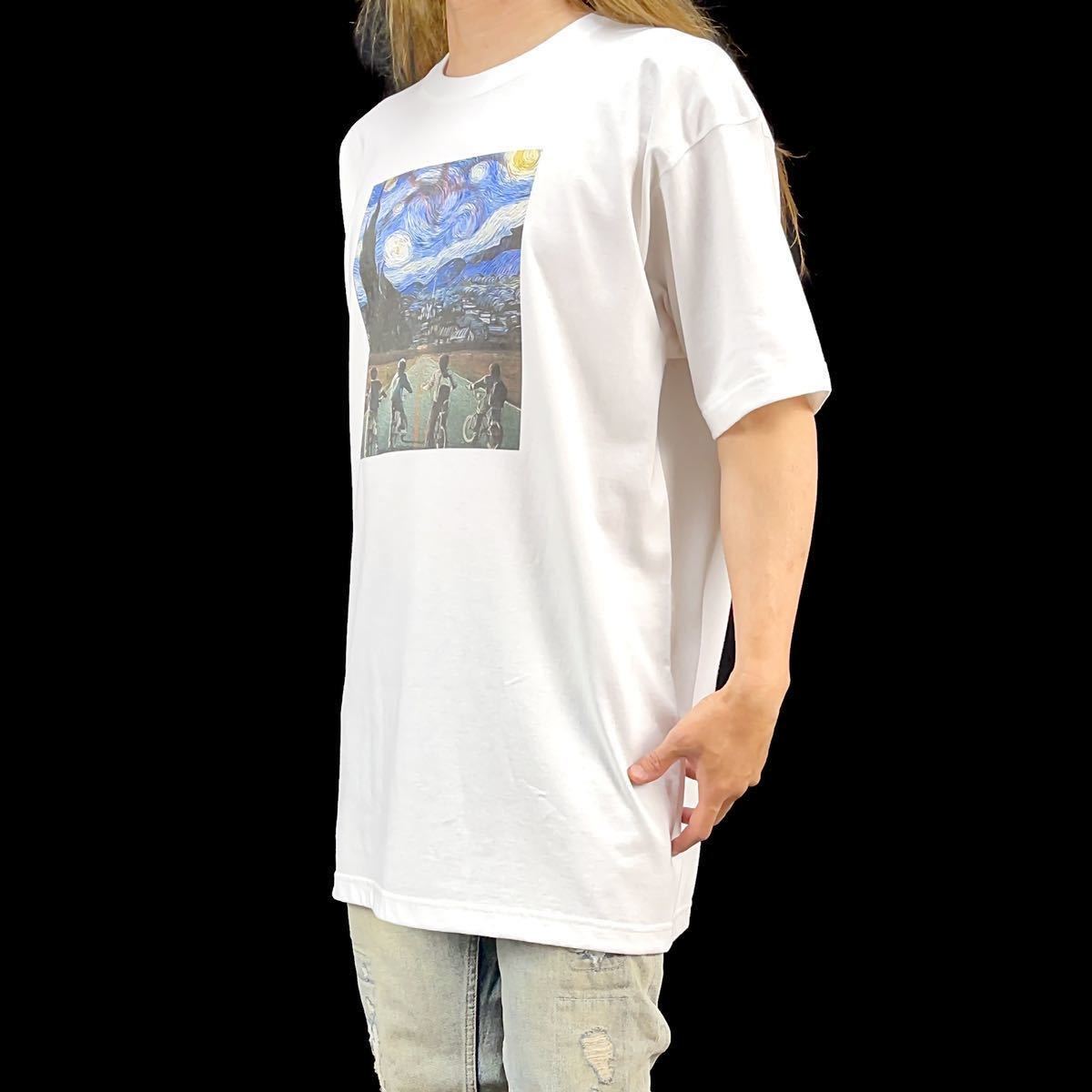 新品 ストレンジャーシングス ゴッホ 星月夜 SFホラー 海外ドラマ アート パロディ 大きい ワイド オーバー ビッグ Tシャツ 4XL(5L)サイズ_画像3