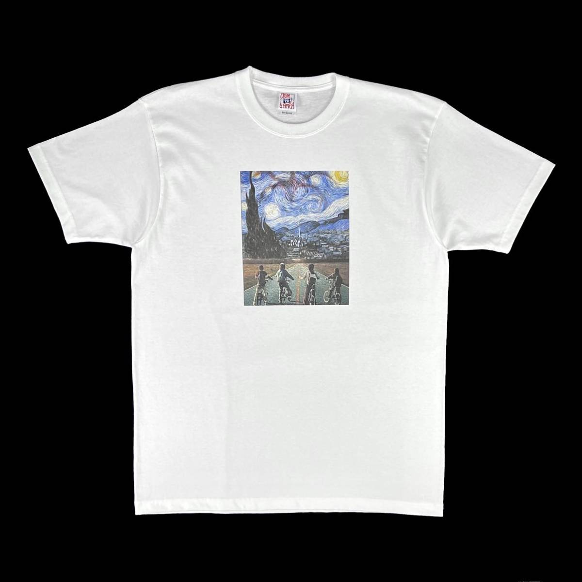 新品 ストレンジャーシングス ゴッホ 星月夜 SFホラー 海外ドラマ アート パロディ 大きい ワイド オーバー ビッグ Tシャツ 4XL(5L)サイズ_画像6